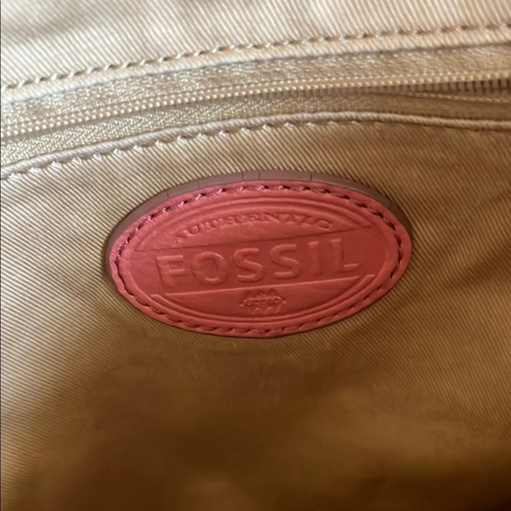 FOSSIL  Pink and Tan Woven Crossbody Bag